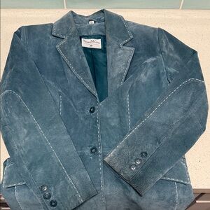 Pamela McCoy Teal Leather Suede Jacket Western Cut